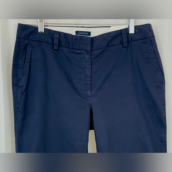 LANDS-END - Women’s Navy Mid Rise Trouser Leg Chino Lighthouse Pants Size 10 NWT - Picture 3 of 11